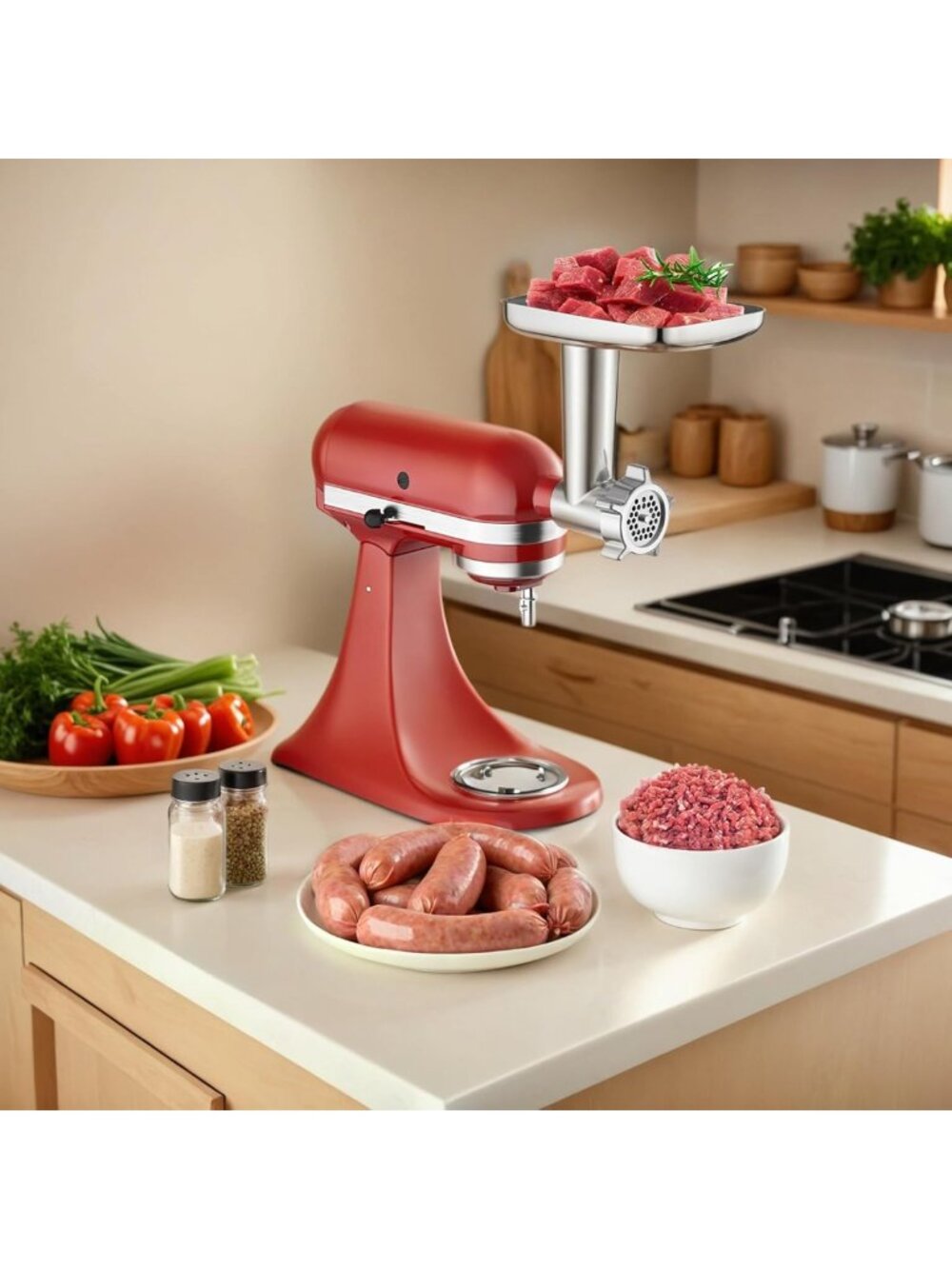 Versatile Metal Meat Grinder Attachment for Kitchen Mixers | Sausage Stuffer - Picture 6 of 7
